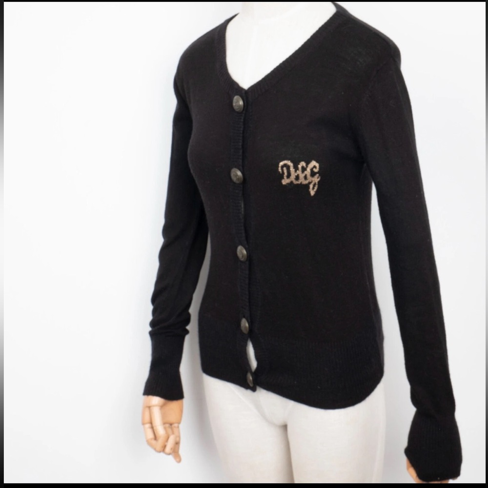 Dolce & Gabbana Vintage ButtonUp V-Neck Tight Knit Cotton Cardigan M $789 - Picture 3 of 14